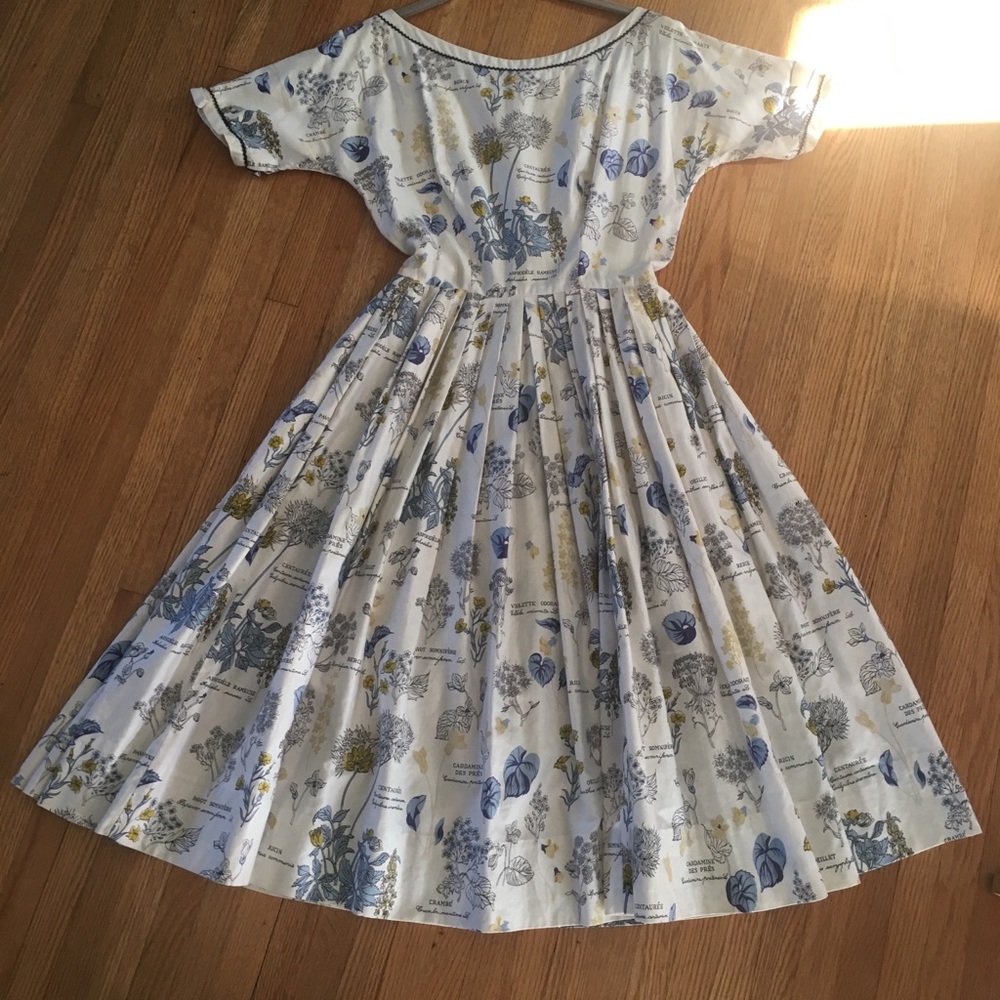 50s lanz floral novelty print romantic dress